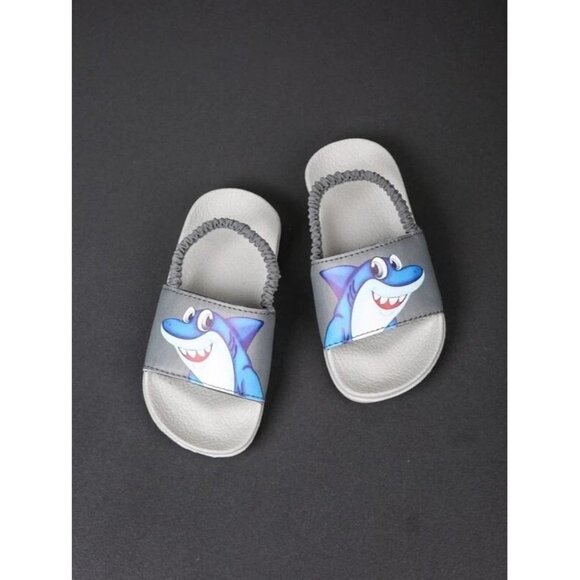 New Shein Boys Cartoon Baby Shark Print Slides in Gray‎ - Size EUR 23 (US 7.5) - Picture 1 of 6